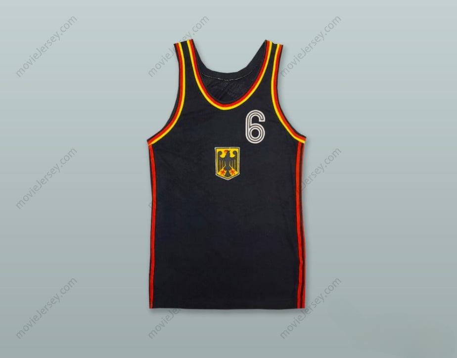 PERSONALIZAR Cualquier Nombre Número ALEMANIA 6 Camiseta Baloncesto Negra Cosida Tallas S-6XL