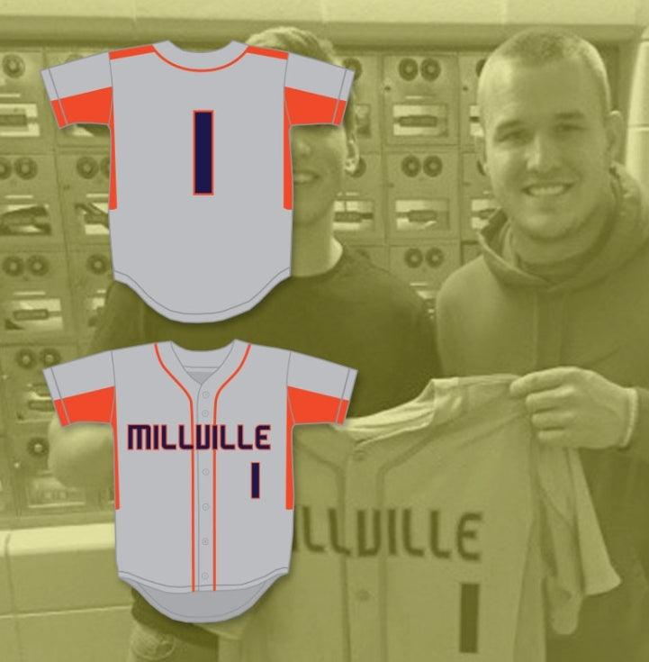 Personalizada Cualquier Nombre Número MIKE TROUT 1 SENIOR HIGH SCHOOL THUNDERBOLTS CAMISETA DE BÉISBOL GRIS 3 Costura Superior S-6XL