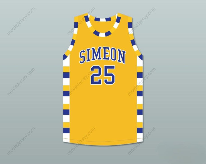 PERSONALIZA Cualquier Nombre Número BEN 'BENJI' WILSON 25 SIMEON CAREER ACADEMY WOLVERINES CAMISETA DE BALONCESTO ORO AMARILLO Parte Superior Cosida Tallas S-6XL