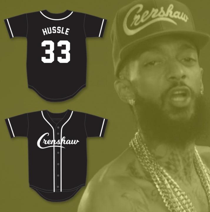 Camiseta de béisbol negra NIPSEY HUSSLE 33 CRENSHAW personalizada con nombre y número, cosida, tallas S-6XL