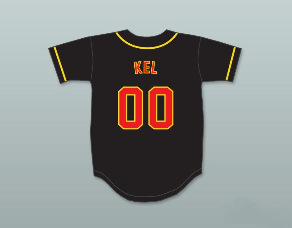 Camiseta de béisbol negra con botones y bordados con cualquier nombre y número de KEL MITCHELL 00 ALL THAT, tallas S-6XL