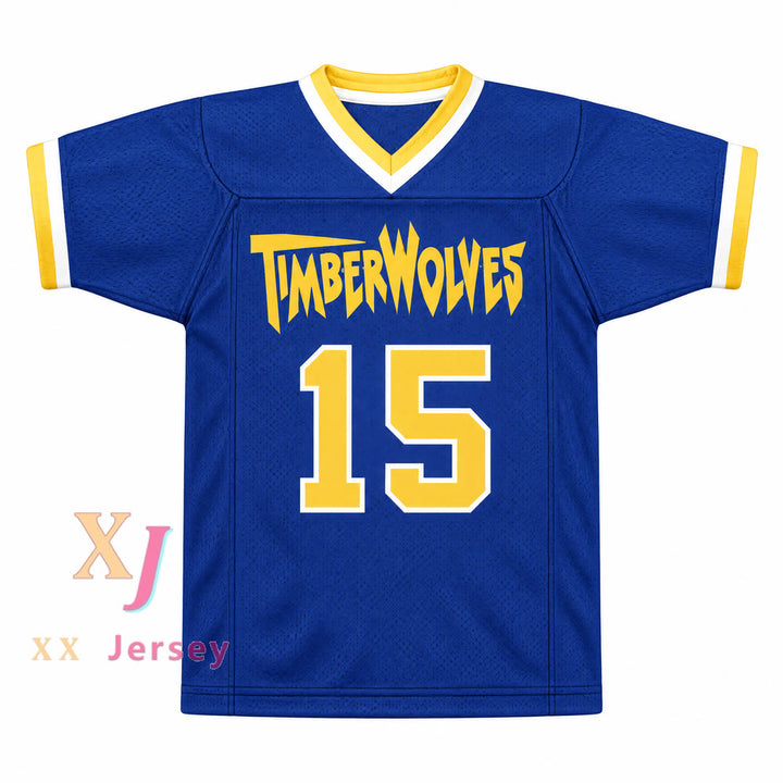 Custom Tom Stewart 15 Fernfield Timberwolves Football Jersey