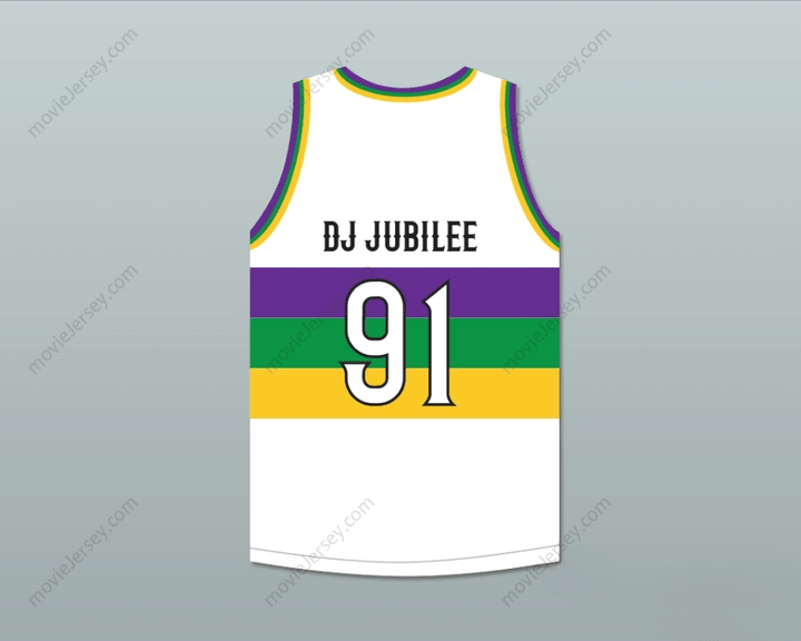 CUSTOM ANY Name Number DJ JUBILEE 91 NOLA BOUNCE WHITE BASKETBALL JERSEY Top Stitched S-6XL