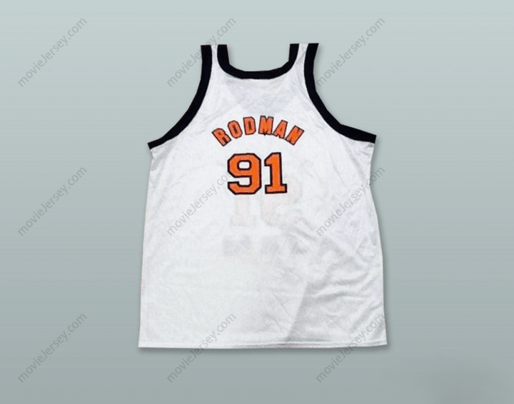 CUSTOM ANY Name Number DENNIS RODMAN 91 LONG BEACH JAM WHITE BASKETBALL JERSEY Top Stitched S-6XL