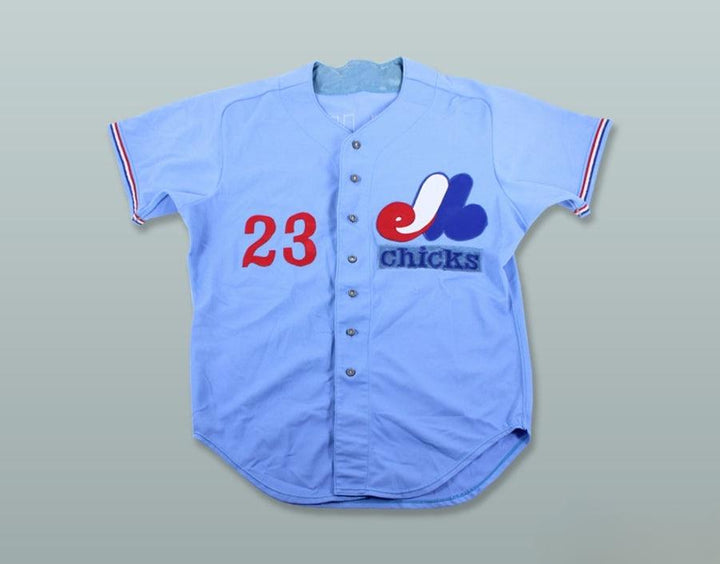 Camiseta de béisbol personalizada con cualquier nombre y número RICK WILLIAMS 23, de CHICKS, AZUL CLARO, tallas S-6XL, costuras visibles