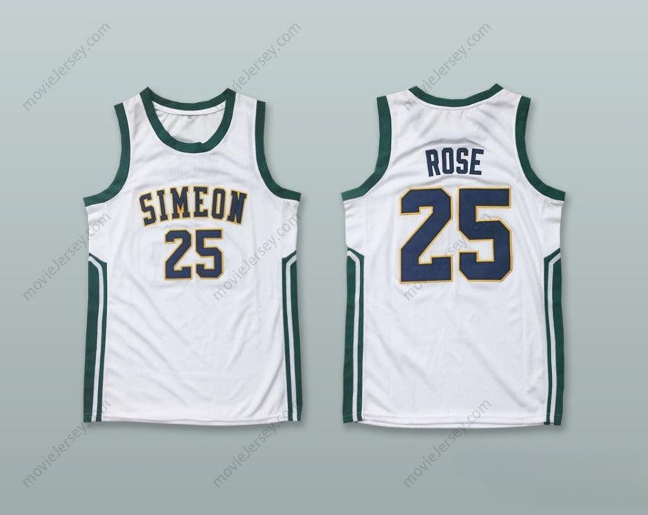 CUSTOM ANY Name Number DERRICK ROSE 25 SIMEON CAREER ACADEMY WOLVERINES WHITE BASKETBALL JERSEY Top Stitched S-6XL