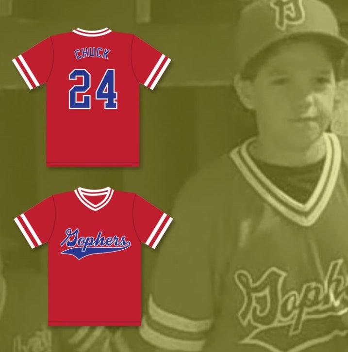 Personalizado Cualquier Nombre Número CHUCK 24 GOPHERS LIGA PEQUEÑA DE BÉISBOL CAMISETA LIGA GRANDE Pequeña Costura Superior S-6XL