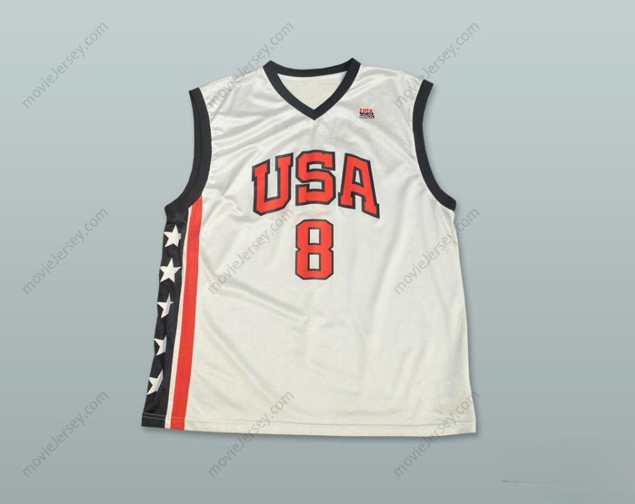 PERSONALIZA Cualquier Nombre Número KOBE BRYANT 8 EQUIPO USA BLANCO CAMISETA BALONCESTO Cosido S-6XL