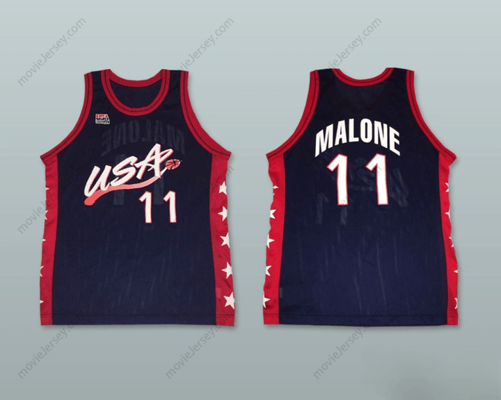 CUSTOM ANY Name Number 1996 KARL MALONE 11 USA TEAM AWAY BASKETBALL JERSEY Top Stitched S-6XL