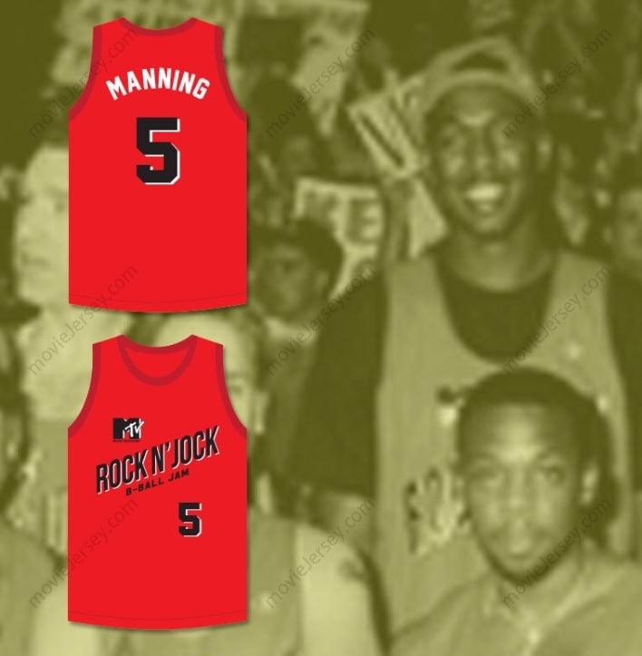 PERSONALIZA Cualquier Nombre Número DANNY MANNING 5 CAMISETA DE BALONCESTO DE ALBAÑILES SEGUNDO ANUAL ROCK N' JOCK B-BALL JAM 1992 Cosido Superior S-6XL