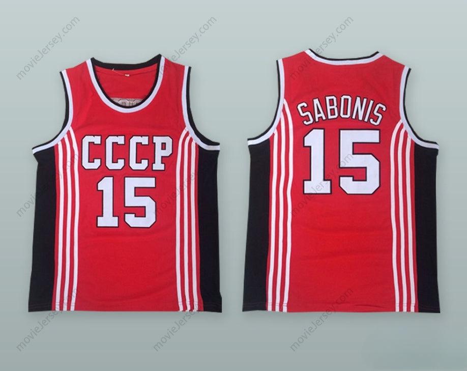 PERSONALIZA CUALQUIER Nombre Número ARVYDAS SABONIS 15 UNIÓN SOVIÉTICA CCCP ROJO CAMISETA DE BALONCESTO Bordado Tallas S-6XL