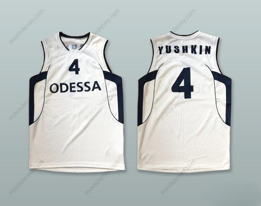 CAMISETA DE BALONCESTO BLANCA BORDADA PERSONALIZADA CON CUALQUIER NOMBRE Y NÚMERO YUSHKIN 4 AC ODESA UCRANIA Tallas S-6XL