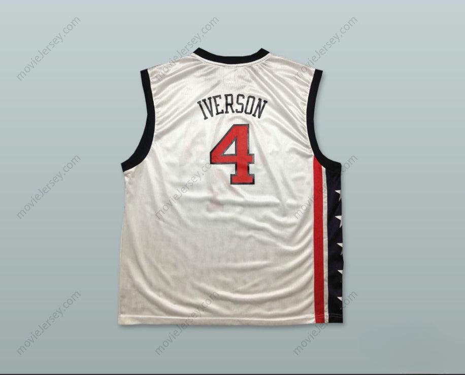 PERSONALIZA Cualquier Nombre Número ALLEN IVERSON 4 USA TEAM CAMISETA DE BALONCESTO CASA Cosida S-6XL
