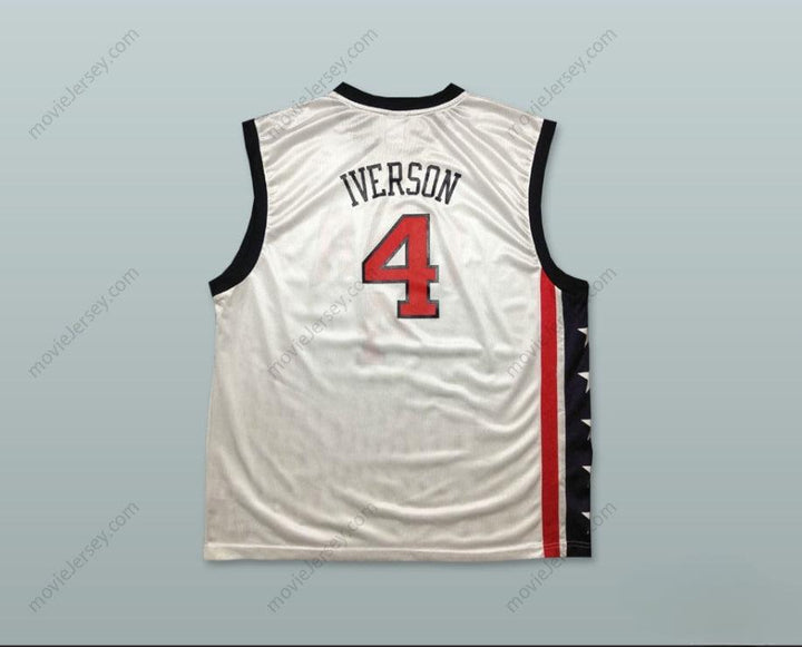 PERSONALIZA Cualquier Nombre Número ALLEN IVERSON 4 USA TEAM CAMISETA DE BALONCESTO CASA Cosida S-6XL