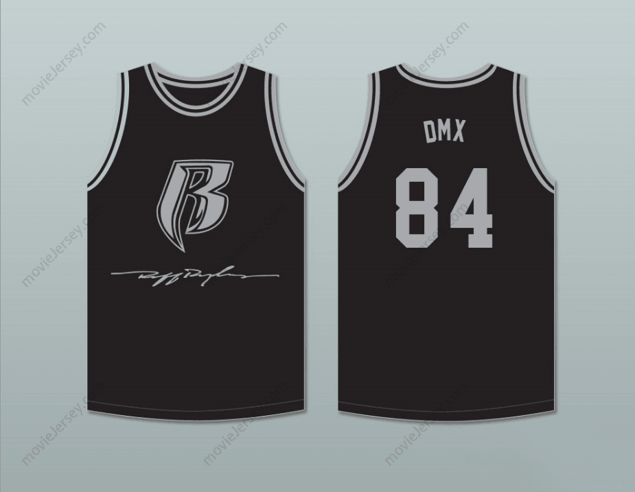 CAMISETA DE BALONCESTO NEGRA PERSONALIZADA CON NOMBRE Y NÚMERO DMX 84 ROUGH RYDERS, CON 2 PUNTADAS REFORZADAS, TALLAS S-6XL
