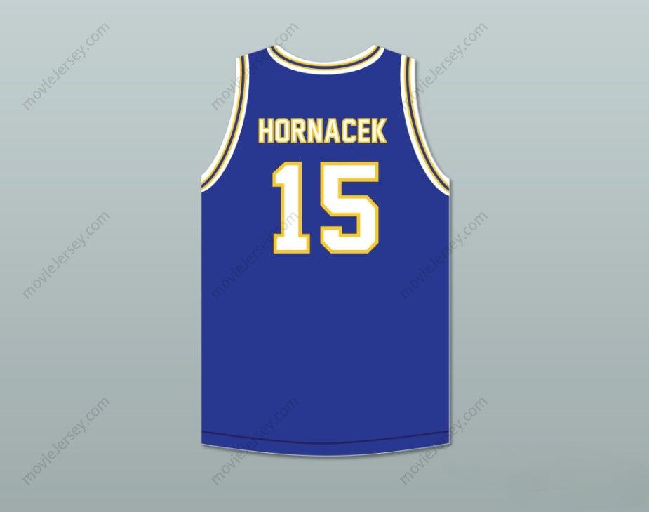 PERSONALIZADA CUALQUIER Nombre Número JEFF HORNACEK 15 LYONS TOWNSHIP HIGH SCHOOL LIONS CAMISETA BALONCESTO AZUL ROYAL 2 Costuras Superior S-6XL
