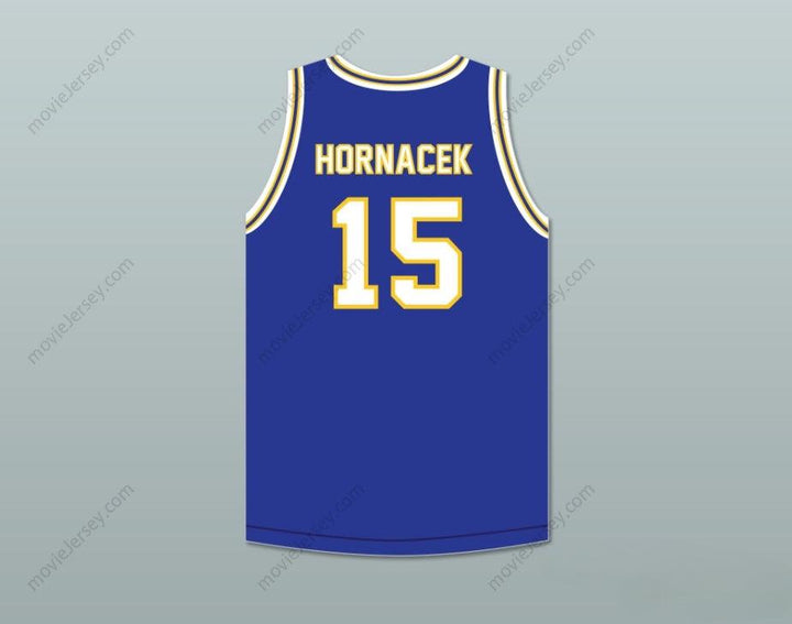 PERSONALIZADA CUALQUIER Nombre Número JEFF HORNACEK 15 LYONS TOWNSHIP HIGH SCHOOL LIONS CAMISETA BALONCESTO AZUL ROYAL 2 Costuras Superior S-6XL