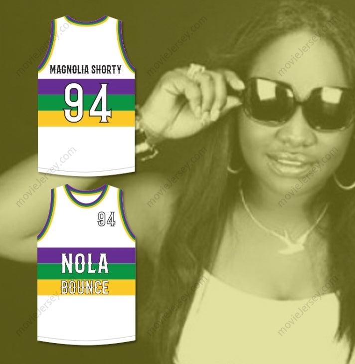 PERSONALIZADA CUALQUIER Nombre Número MAGNOLIA SHORTY 94 NOLA BOUNCE Blanca Camiseta de Baloncesto Cosida Tallas S-6XL