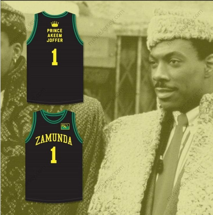 PERSONALIZA Cualquier Nombre Número PRÍNCIPE AKEEM JOFFER 1 CAMISETA DE BALONCESTO NEGRA DE PAÍS AFRICANO DE FICCIÓN CON PARCHE DE BANDERA Costuras Reforzadas S-6XL
