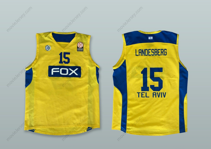 Custom Any Name Number Sylven Landesberg 15 Maccabi Tel Aviv Israel BC Yellow Basketball Jersey Top Stitched S-6XL