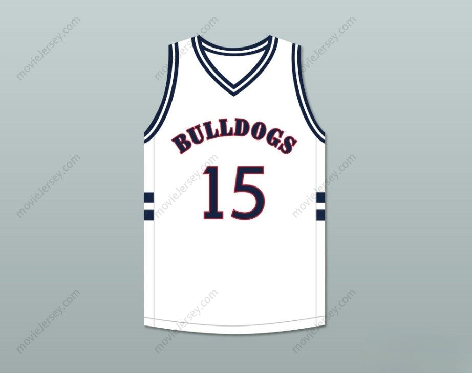 CUSTOM ANY Name Number J. COLE 15 BULLDOGS HIGH SCHOOL WHITE BASKETBALL JERSEY Top Stitched S-6XL