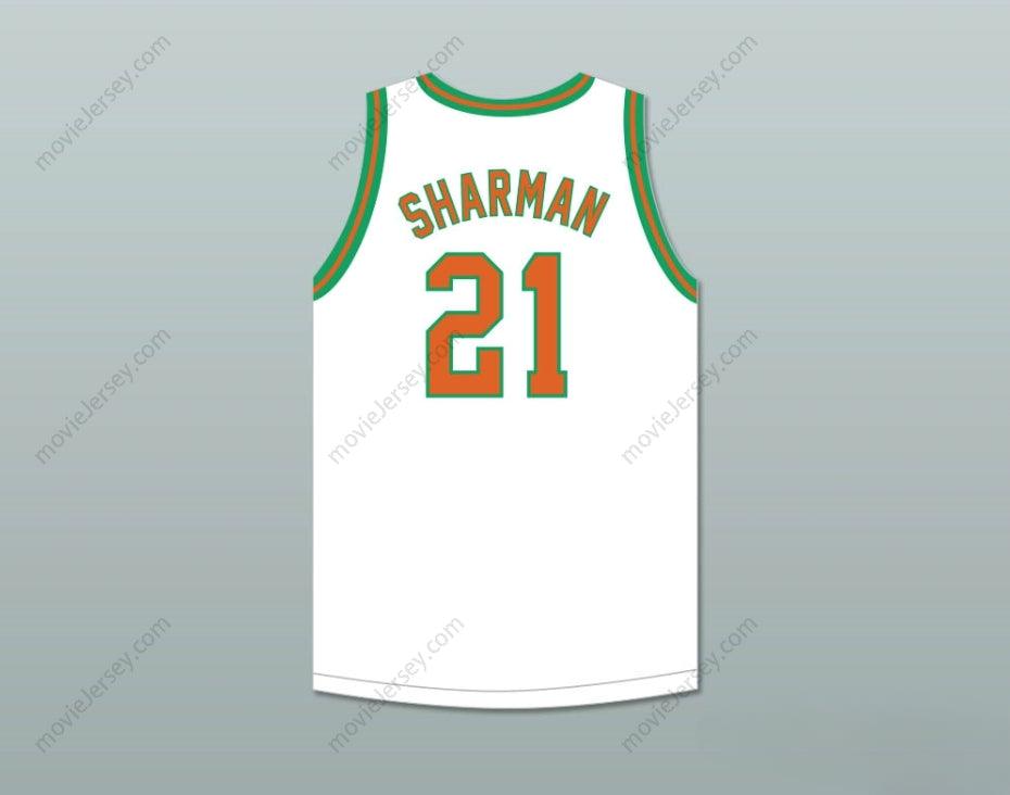 PERSONALIZA CUALQUIER Nombre Número BILL SHARMAN 21 PORTERVILLE HIGH SCHOOL PANTHERS CAMISETA BALONCESTO BLANCA 1 Costura superior S-6XL