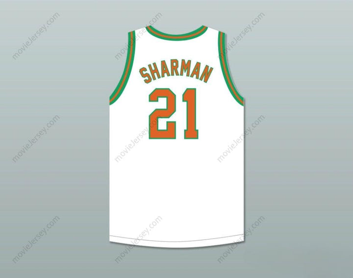 PERSONALIZA CUALQUIER Nombre Número BILL SHARMAN 21 PORTERVILLE HIGH SCHOOL PANTHERS CAMISETA BALONCESTO BLANCA 1 Costura superior S-6XL