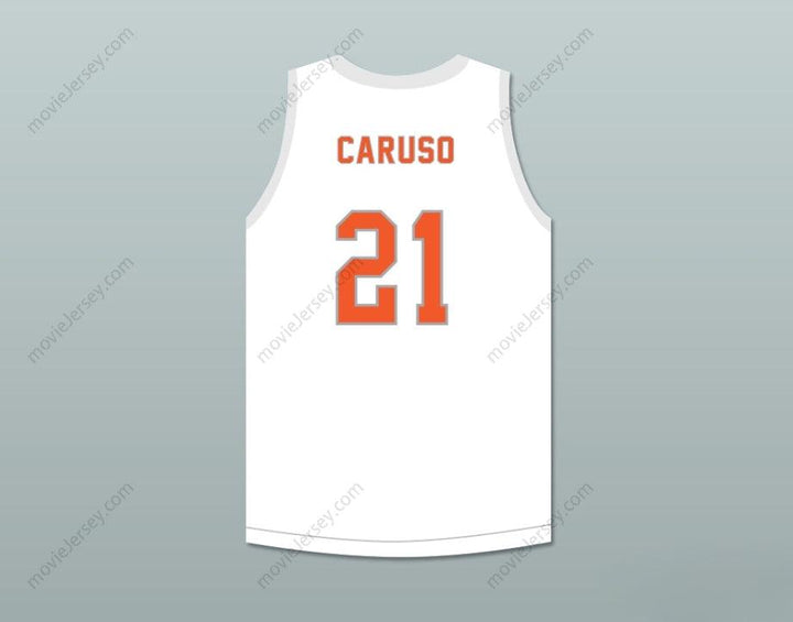 PERSONALIZADO Cualquier Nombre Número ALEX CARUSO 21 TEXAS D1 AMBASSADORS CAMISETA DE BALONCESTO BLANCA 2 Costuras Superiores S-6XL