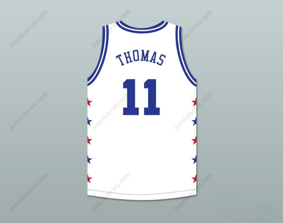 CAMISETA DE BALONCESTO BLANCA DEL PARTIDO DE LAS ESTRELLAS "MAGIC JOHNSON ALL STAR GAME" DE 1988 CON CUALQUIER NOMBRE Y NÚMERO PERSONALIZADOS ISIAH THOMAS 11 EVENTO BENÉFICO "MIDSUMMER NIGHT'S MAGIC" Tallas S-6XL con costuras superiores