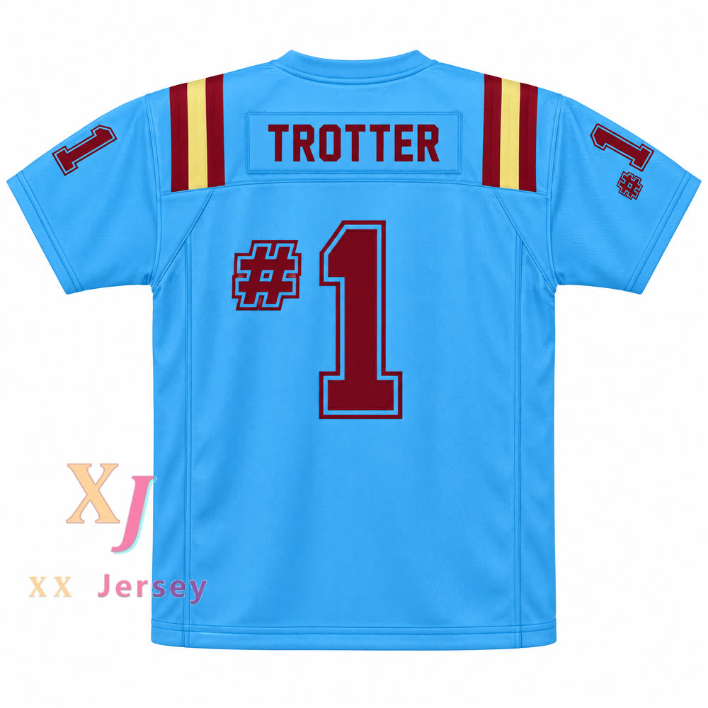 Camiseta de fútbol de la UNIVERSIDAD ESTATAL DE HEARTLAND con el número y nombre que quieras TROTTER #1 con costuras superiores S-6XL