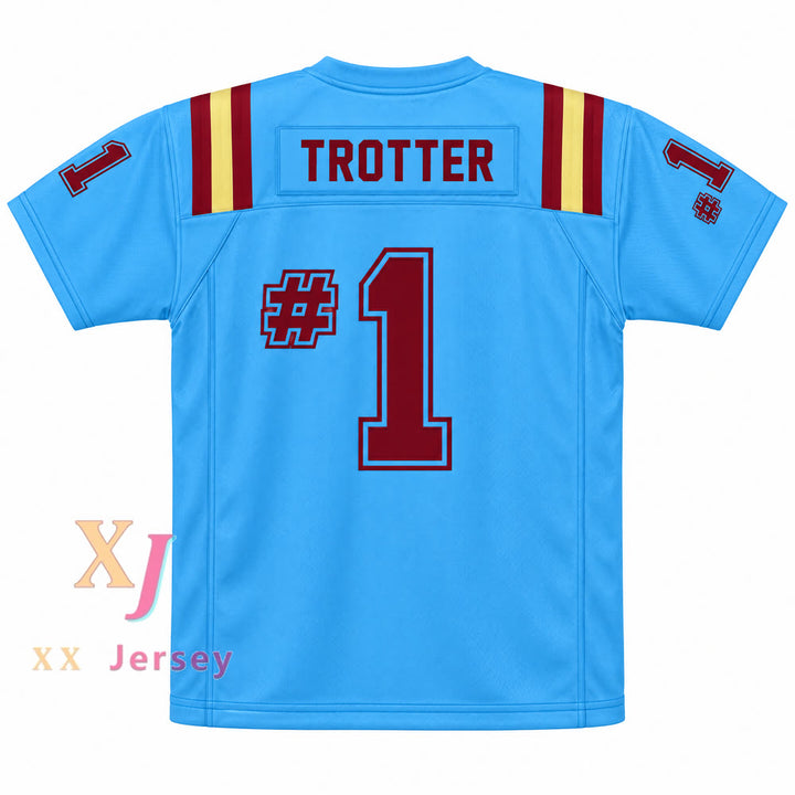 Camiseta de fútbol de la UNIVERSIDAD ESTATAL DE HEARTLAND con el número y nombre que quieras TROTTER #1 con costuras superiores S-6XL