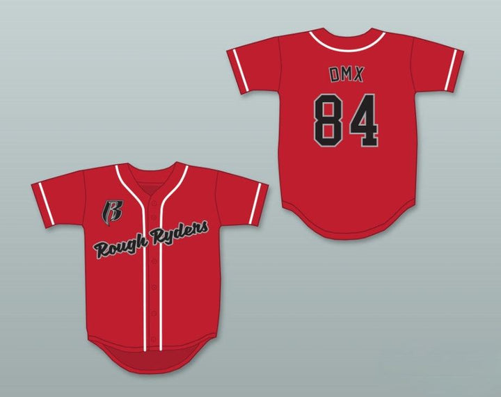 Camiseta de béisbol roja DMX 84 ROUGH RYDERS con nombre y número personalizados, costuras de primera calidad, tallas S-6XL