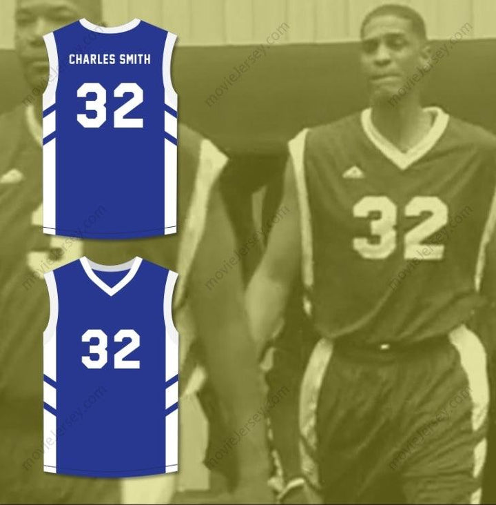 PERSONALIZA Cualquier Nombre Número CHARLES SMITH 32 CAMISETA AZUL DE BALONCESTO DENNIS RODMAN'S BIG BANG IN PYONGYANG Costuras superiores S-6XL