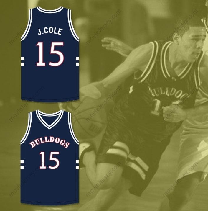 CAMISETA DE BALONCESTO AZUL MARINO PERSONALIZADA con Cualquier Nombre Número J. COLE 15 BULLDOGS HIGH SCHOOL Top Cosido Tallas S-6XL