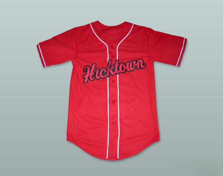 Camiseta de béisbol roja HICKTOWN 12 con número y nombre personalizados, costuras, tallas S-6XL