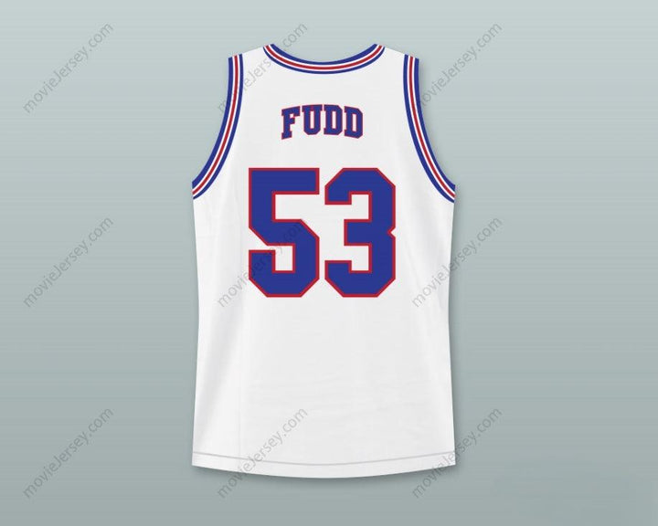 CAMISETA DE BALONCESTO PERSONALIZADA CON CUALQUIER NOMBRE Y NÚMERO ELMER FUDD 53 TUNE SQUAD CON PARCHE DE SPACE JAM, Costuras Superiores S-6XL