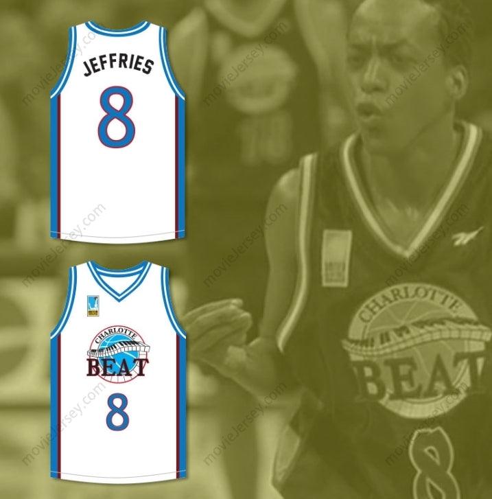 PERSONALIZA CUALQUIER Nombre Número JAMAL JEFFRIES 8 CAMISETA DE BALONCESTO CHARLOTTE BEAT AWAY CON PARCHE UBA JUWANNA MANN Cosido en la parte superior S-6XL