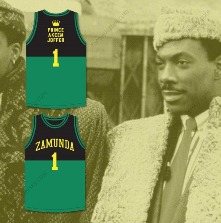 PERSONALIZABLE Cualquier Nombre Número PRÍNCIPE AKEEM JOFFER 1 PAÍS AFRICANO DE FICCIÓN CAMISETA DE BALONCESTO NEGRA/VERDE Costura Superior S-6XL