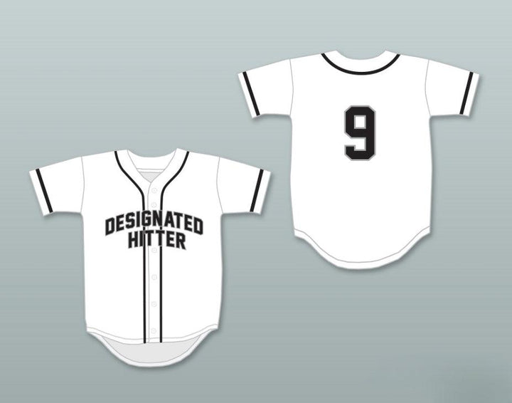 Custom Any Name Number DESIGNATED HITTER 9 WHITE BASEBALL JERSEY Top Stitched S-6XL