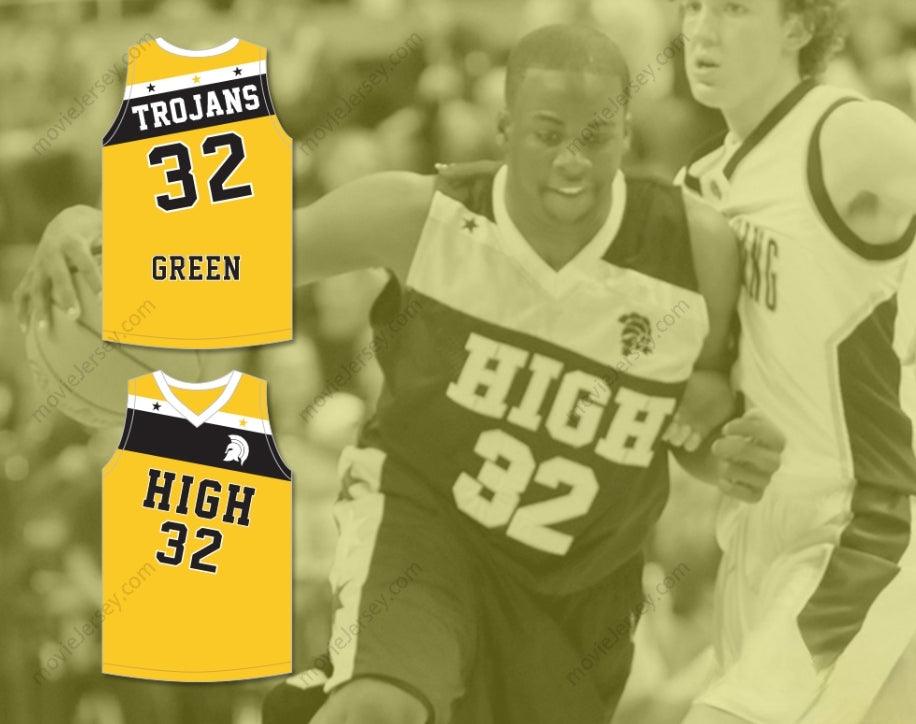 PERSONALIZA Cualquier Nombre Número DRAYMOND GREEN 32 SAGINAW HIGH SCHOOL TROJANS AMARILLO ORO CAMISETA DE BALONCESTO 2 Parte Superior Cosida S-6XL