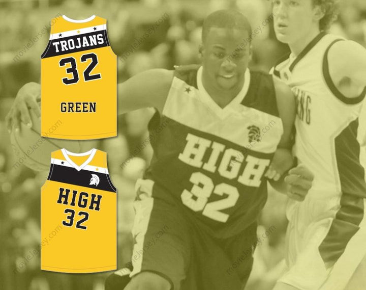 PERSONALIZA Cualquier Nombre Número DRAYMOND GREEN 32 SAGINAW HIGH SCHOOL TROJANS AMARILLO ORO CAMISETA DE BALONCESTO 2 Parte Superior Cosida S-6XL