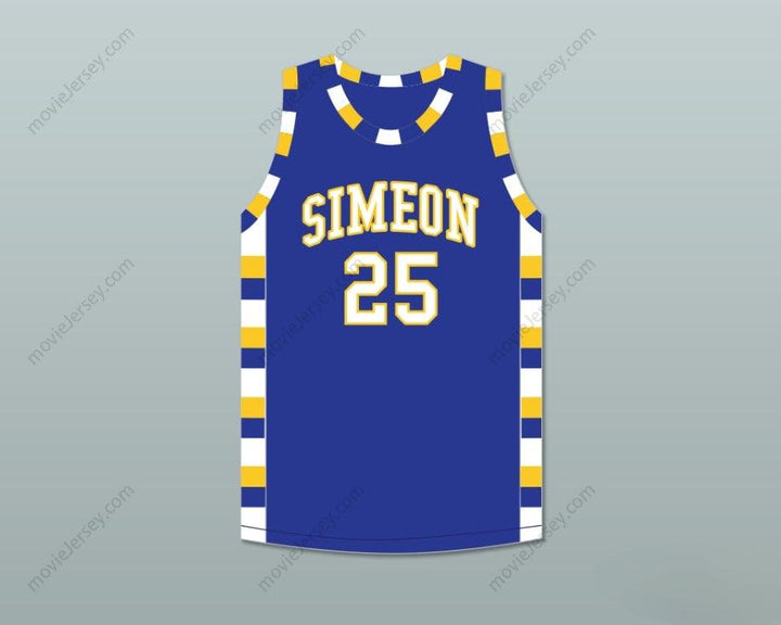 PERSONALIZA CUALQUIER Nombre Número BEN WILSON 25 SIMEON CAREER ACADEMY WOLVERINES CAMISETA BALONCESTO AZUL REY Parte Superior Cosido S-6XL