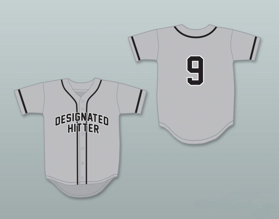 Custom Any Name Number DESIGNATED HITTER 9 GRAY BASEBALL JERSEY Top Stitched S-6XL