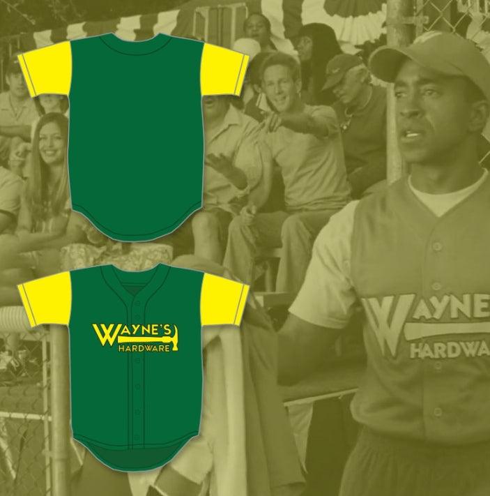 Camiseta de béisbol personalizada con cualquier nombre y número TIM MEADOWS COACH WAYNE'S HARDWARE con costura superior de la S a la 6XL
