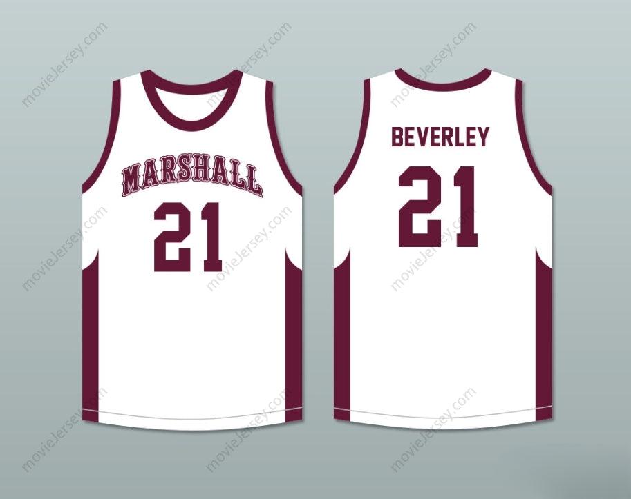 PERSONALIZA Cualquier Nombre Número PATRICK BEVERLEY 21 JOHN MARSHALL METROPOLITAN HIGH SCHOOL COMMANDOS Camiseta Blanca de Baloncesto Cosida S-6XL