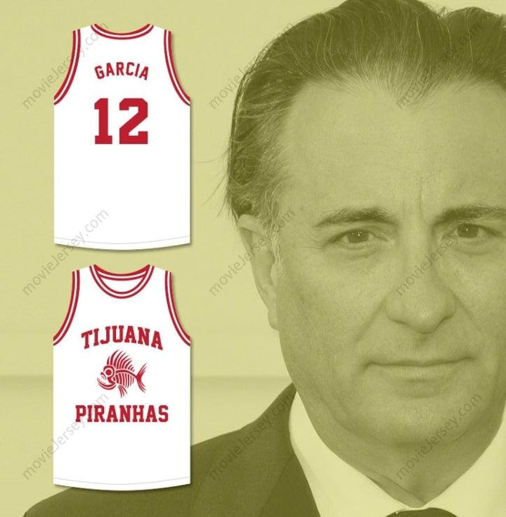 CUSTOM ANY Name Number ANDY GARCIA 12 TIJUANA PIRANHAS WHITE BASKETBALL JERSEY MEXICAN EXPANSION TEAM Top Stitched S-6XL