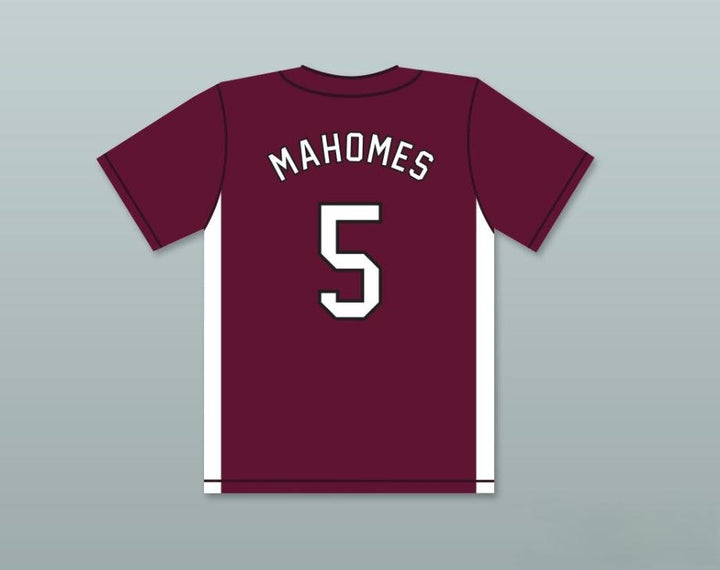 Camiseta de béisbol granate de los WILDCATS de la ESCUELA SECUNDARIA DE WHITEHOUSE, número 5 de PATRICK MAHOMES, personalizada con cualquier nombre y número, 2 costuras superiores S-6XL