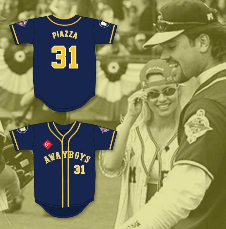 Camiseta de béisbol personalizada con cualquier nombre y número de MIKE PIAZZA 31 VISITANTE BOYS DESAFÍO ANUAL DE SOFTBOL ROCK N' JOCK DE 1995 Con costuras en la parte superior S-6XL
