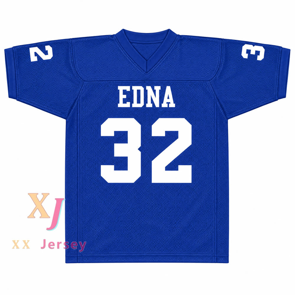 Custom Steve Austin 32 Edna High School Cowboys Blue Football Jersey