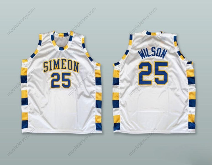 PERSONALIZADO Cualquier Nombre Número BEN WILSON 25 SIMEON CAREER ACADEMY WOLVERINES CAMISETA BALONCESTO BLANCA 2 Costura Superior S-6XL